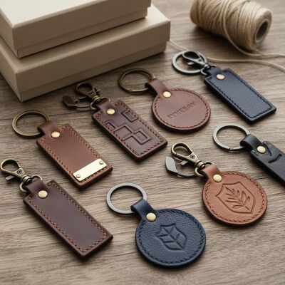 Langlebige Leder-Schlüsselanhänger mit verschiedenen Stilen und Anpassungsoptionen, perfekt für Merchandise zur Unternehmensmarkenbildung