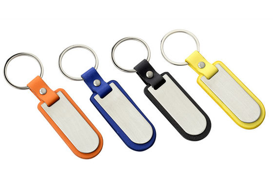 Laser-Logo PU-Leder-Schlüsselanhänger-Schlüsselring-Zink-Legierungs-Schlüssel-Halter
