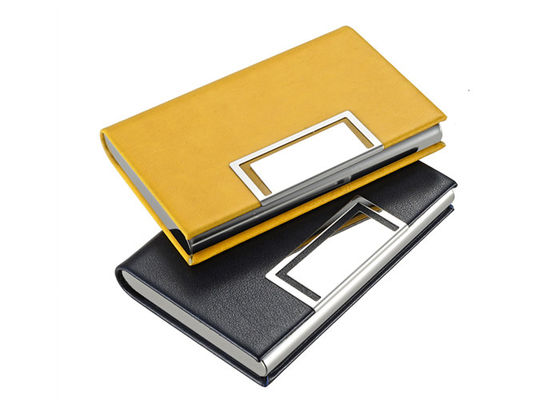 Luxus-Namen-Kartenhalter Debossing Logo Metal Card Case Wallet PUs lederner magnetischer