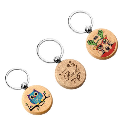 Personifiziertes hölzernes Keychains mit Namen fertigte runden Sublimations-Schlüsselring besonders an