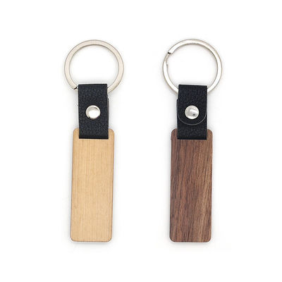 Kundengerechter lederner hölzerner Keychains-Stich - Walnuss-Buchenholz