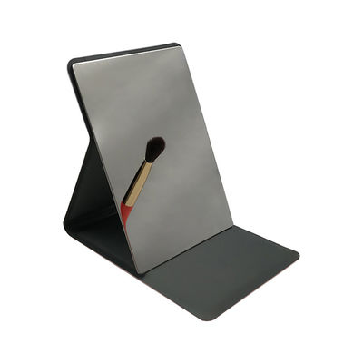 Runder Silber LED-Tischspiegel mit glänzendem PU-Leder