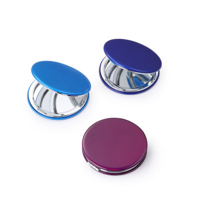 Customized Round PU Pocket Mirror Kompakter Kosmetischer Spiegel mit 1X/2X Vergrößerung