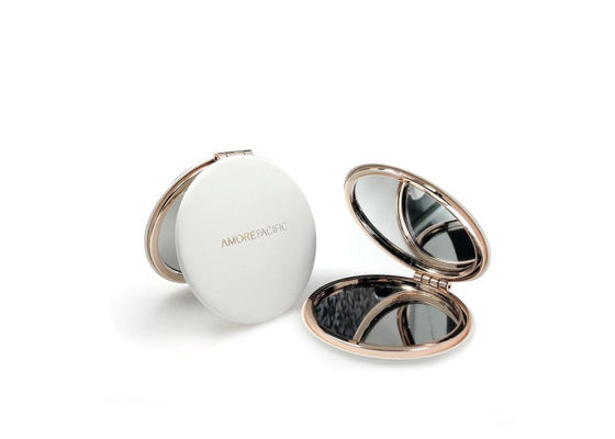 Faltbarer gravierter Taschen-Spiegel 1cm Rose Gold Metal Compact Mirrors dick