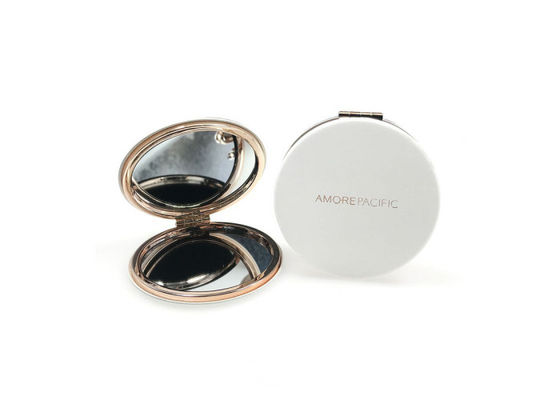 Faltbarer gravierter Taschen-Spiegel 1cm Rose Gold Metal Compact Mirrors dick