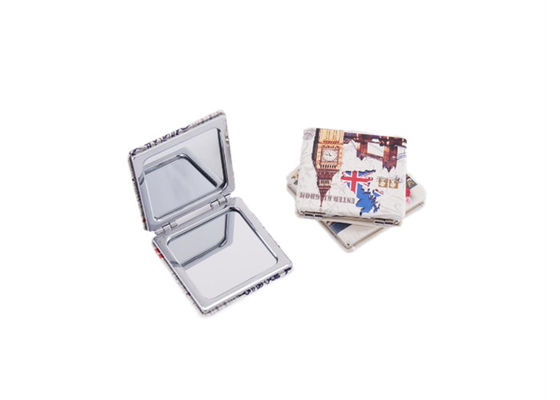 Quadrat-doppelter kosmetischer Taschen-Spiegel Mini-ABS Andenken-Geschenk-Drucklogo