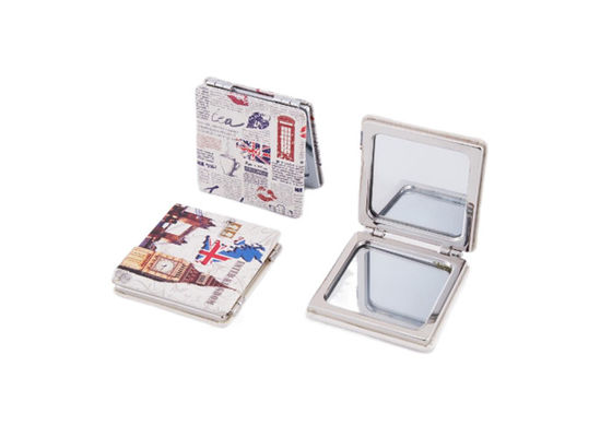Quadrat-doppelter kosmetischer Taschen-Spiegel Mini-ABS Andenken-Geschenk-Drucklogo