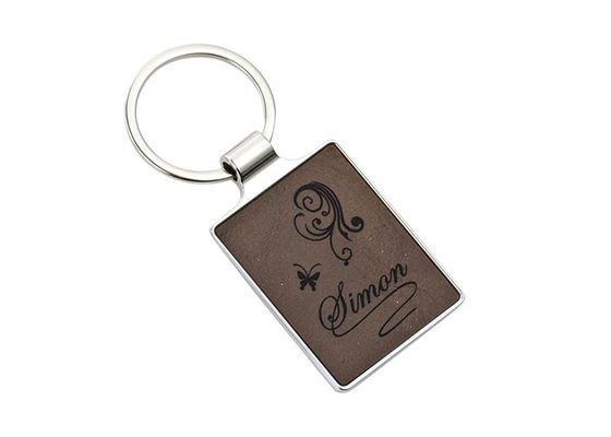Rosa Schlüssel Ring Advertising Laser-Stich-Logo Leather Key Chainss 55mm 4mm