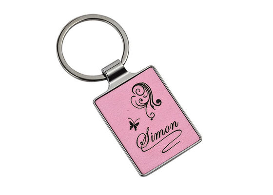 Rosa Schlüssel Ring Advertising Laser-Stich-Logo Leather Key Chainss 55mm 4mm