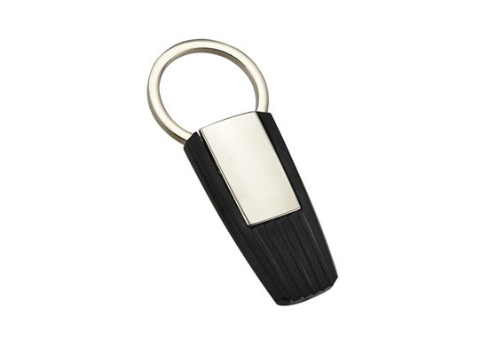 ABS Plastikzug-auseinander Schlüsselhalter-Paralleltrapez-Metall Logo Keychain Silver Electroplating
