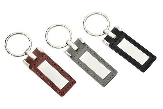 Fördernder kundenspezifischer lederner Schlüsselring Debossing personifizierte Logo Zinc Alloy Material