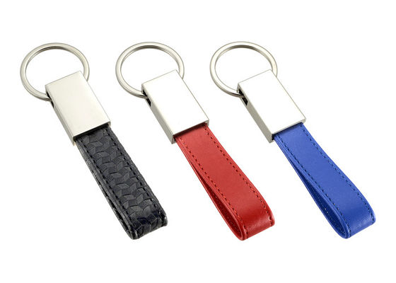 Schlüsselanhänger-Zink-Legierung Debossed Logo Mini Key Holder Leather Strap PUs lederne