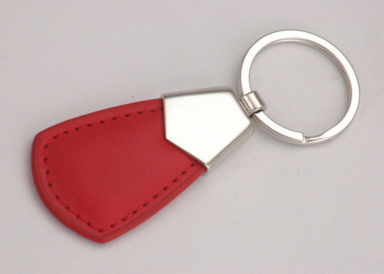 Rote Farbe-PU-Leder-Schlüsselanhänger-Blau personifiziertes kundenspezifisches Drucklogo