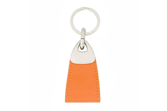 Orange Farbe-PU-Leder-Schlüsselanhänger, die personifizierten kundenspezifischen Schlüsselhalter nähen