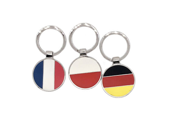 Guter Preis Staatsflagge-runder Metallschlüsselkette Laser, der UVdrucklogo graviert Online