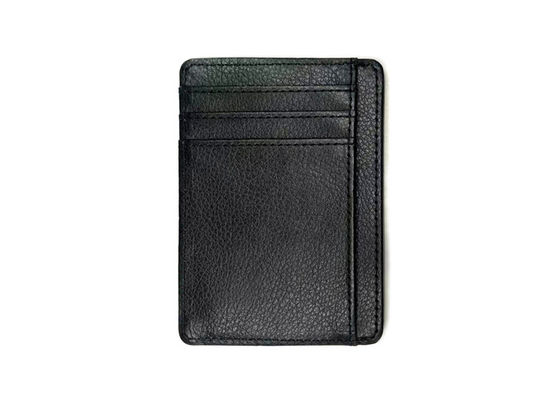 Guter Preis Rechteck-lederner 97mm schwarzer Kreditkarte-Organisator Wallet Custom Logo Card Holder 20g Online