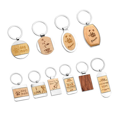 Guter Preis Schlüsselring des Bambusbuchenholz-hölzerner gravierter Schlüsselkettensublimations-Zink-Legierungs-freien Raumes Online