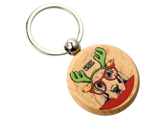 Guter Preis Ringsum 32mm hölzerne Buchstabe-Schlüsselring-Zink-Legierungs-einfachen hölzernen Schlüsselhalter Online