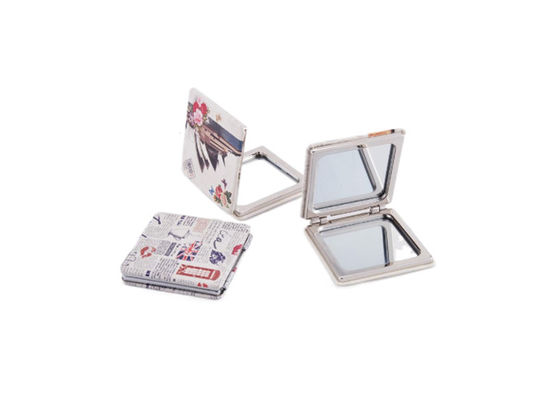Guter Preis Quadrat-Mini Cosmetic Pocket Mirror PU überziehen ABS Digital mit Leder, die Muster drucken Online