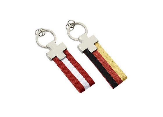 Guter Preis Bügel-lederne Schlüsselhalter-Rechteck-Eisen-Schlüsselring Pantone-Farbe des gewebten Materials Online