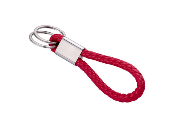 Guter Preis 10mm PU flocht lederne Schlüsselanhänger Debossing Logo Car Key Ring Holder Online