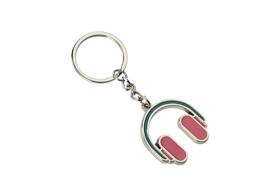 Guter Preis Rosa Kopfhörer-Eisen-Email-Schlüsselanhänger Mini Advertising Gift Keyring Online
