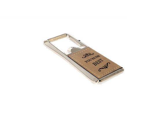 Guter Preis Laser Logo Metal Bottle Opener Zink-Legierungs-Rechteck PUs ledernes Online