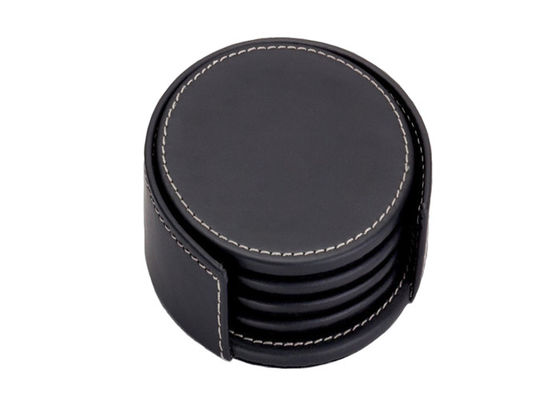 Guter Preis runde lederne Küstenmotorschiffe 10x 4cm fertigten Schalen-Schwarz-Getränk-Küstenmotorschiffe besonders an Online
