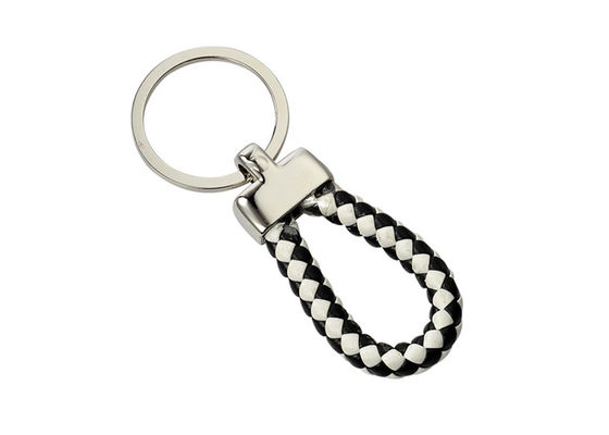 Guter Preis Schwarzweiss-PU flocht Seil, das lederne Schlüsselanhänger handgemachten Auto-Schlüssel-Halter spinnen Online